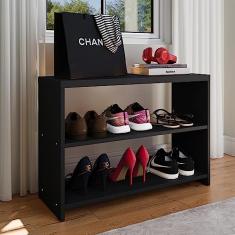 Sapateira Safira Organizadora Calçados Decoração Quarto Hall Entrada Banquinho - Preto - RPM Móveis