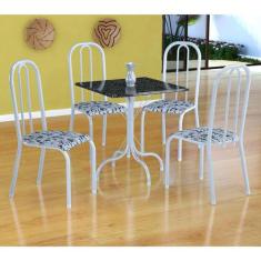 Conjunto De Mesa Malaga Com 4 Cadeiras Madri Branco E Branco Floral -