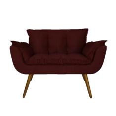 Namoradeira Decorativa Estofada Para Consultório Opala Suede Vermelho Bordo - LM DECOR