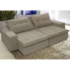 Sofá Austrália 2,92 Mts Retrátil e Reclinavel Tecido Suede Pluma Castor - Moveis Marfim