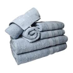 Jogo Toalhas 2 Banhos 2 Rostos 2 Grande Grossa Azul