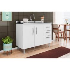 Balcão Gabinete de Pia Nathan 120cm Branco S/ Tampo