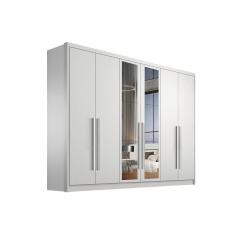 Guarda Roupa 6 Portas  e 8 Gavetas c/ Espelho Robust Plus Branco - Novo Horizonte
