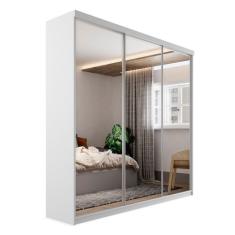 Guarda-Roupa Casal com 3 Espelhos Geneve 3 Portas 4 Gavetas Branco