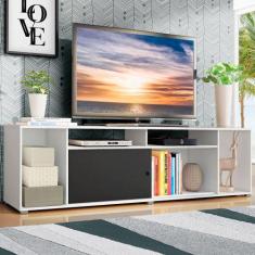 Rack para TV até 65 Polegadas Madesa Cancun - Branco/Preto, Branco/Pre