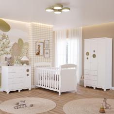 Quarto de Bebê Completo Berço Americano Guarda Roupas Cômoda