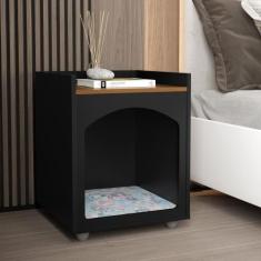 Mesa de Cabeceira Casinha de Cachorro/Gato PET Preto/Freijó Ofertamo