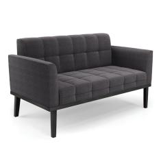 Sofá Namoradeira Base Madeira Fixa Preto Elisa Bouclê D03 - D`rossi Cor Grafite
