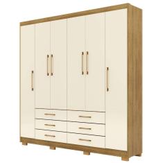 Guarda Roupa Casal Canadá 6 Portas Nature Champanhe Vila Rica