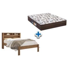 Colchão Casal Anatômico Orthoface Polar (1un) + Cama Invicta Com Baú Jatoba
