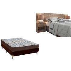 Cama Box Casal CRC + Colchão D45 ISO 150 Ortobom + Cabeceira Plus Atacama-Jatobá