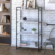 Estante de Livros Industrial Aço 80CMX145CM 4 Prateleiras Kuadra Branc