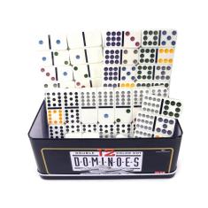 Dominó Mexicano Double 12 Lata Decorada 91 Peças Coloridas
