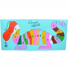 Dragão Alfabeto Em Madeira - Multicolorido - Dicá