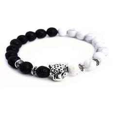 Pulseira Pedra Lava Vulcânica e Turmalina Branca