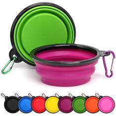 2 unidades tigelas dobráveis para cães com fecho tigela de viagem portátil gatos água comida prato para caminhadas estacionamento ao ar livre viagens