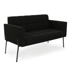 Sofá Namoradeira 2 Lugares Pé de Ferro Preto Elisa Suede Preto D03 - D`Rossi