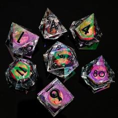 UBEUCK Electroplated Resin Dice Set, Resin Edge Sharp for Dungeons & Dragons RPG, MTG Board Games with Gift Box(Electroplating Red Longan)