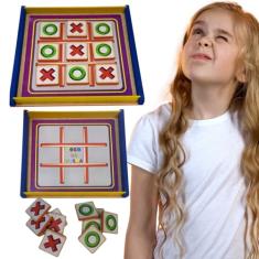 Jogo da Velha Tabuleiro em Madeira Brinquedo Educativo