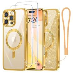 Meifigno Capa projetada para iPhone 16 Pro de 6,3 polegadas, [compatível com MagSafe] [2x protetores de tela] [cartão de glitter e alça de pulso] Proteção de lente surround projetada para iPhone 16