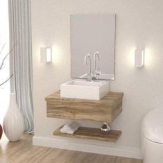 Bancada para Banheiro com Cuba Q35 Prateleira e Espelheira 606w Metróp