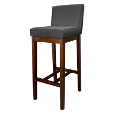 Banqueta Estofada para Bancada Alta Lisboa Madeira Capuccino Suede Cin