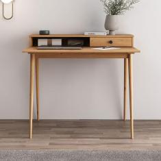 Mesa Escrivaninha Madeira Retro 1 Gaveta Nicho Integrado Malina - IDIM