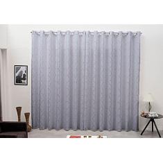 Cortina Varão Tecido Jacquard Cinza 6,00x2,60 Semi Blackout