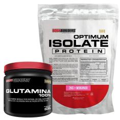 Kit Optimum Isolate Whey Protein 2kg  +  Glutamina  500g - Bodybuilders-Unissex