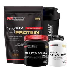 Kit Whey Protein 6 Six Protein 2Kg + Creatina 100g + Glutamina 100% 300g + Coqueteleira - BB-Unissex