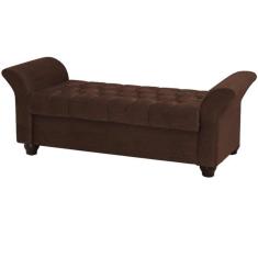 Recamier Calçadeira Baú Egeo 1,40 Cm Veludo Marrom