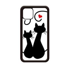 Capa Cat Lovers Sihouette Animal Valentine para iPhone 12 Pro Max para Apple Mini Mobile Case