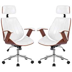 Kit 2 Cadeiras de Escritório Juliette Presidente Giratória Branca - Gran Belo