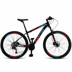 Bicicleta Aro 29 Cripto 27v Shimano Fr. Hidraulico Trava-k7 - 17" Preto-Azul E Vermelho