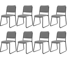 Kit 08 Cadeiras Hoteleira Auditório Empilhável Inter L02 Facto Cinza - Lyam Decor