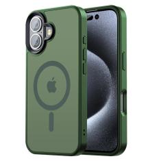 Tigowos Capa magnética para iPhone 16 compatível com MagSafe de 16 m resistente a quedas com sensação de pele fosca à prova de choque Slim Fit para iPhone 16 capa de telefone 6,1 polegadas, verde