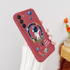 Astronaut Phone Case para Samsung Galaxy S22 S21 S20 FE S10 Note 20 10 Ultra Plus A72 A52 A32 A71 A51 A31 A21S Cover, Camellia Red2, para S22PLUS