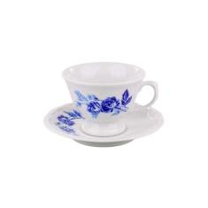 Xícara Chá com Pires 200ml Porcelana Schmidt - Dec. Cora 2267