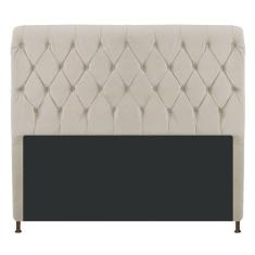 Cabeceira Estofada Cristal 160 cm Queen Size Com Capitonê Suede Bege -