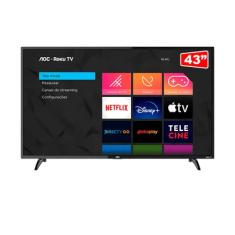 Smart TV LED AOC 43 Polegadas LED Full HD, Roku, HDMI, USB, Wi-fi, Com Botão Netflix/Youtube - 43S5195