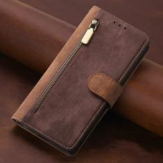 Capa carteira de couro com zíper para Samsung S22 Ultra S21 FE S20 Plus A53 A73 A21S S10 A52 A72 A33 A53 A51 A32 A12 Capa, marrom, para Galaxy A21S