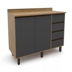 Armário para Cozinha 2 Portas 4 Gavetas Confort Batrol Móveis Cinamomo/Grafite