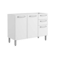 Balcão de Cozinha Evidence 7024 3 Portas e 2 Gavetas s/ Tampo 120cm Branco - Bertolini