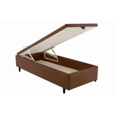 Cama Box Baú Universal Solteiro MH1439 Bordado Brown (88x188x35) - Her