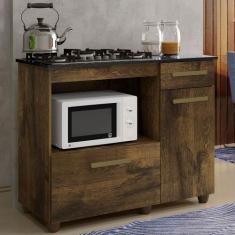 Balcão de Cozinha para Cooktop 4 Bocas Violeta 2 Portas 1 Gaveta Ypê -