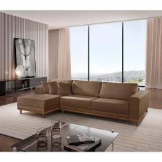 Sofá Cronos 03 Metros Chaise Lado Esquerdo Meu Sofá Online B016 Veludo Marrom