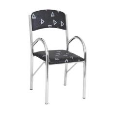 Cadeira de Cozinha Lenor Cromada e Preta - Criativa Móveis