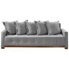 Sofá Cama Casal 4 Lugares e 5 Almofadas Feeling 210cm Cor Veludo Cinza