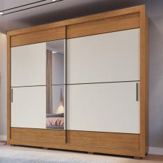 Guarda Roupa Casal com Espelho 2 Portas de Correr 3 Gavetas Nápoles Faimec