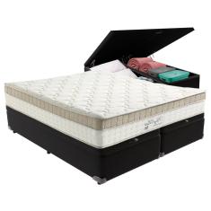 Cama Box com Baú Bege e Colchão Queen King Best Anjos